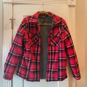 Canyon Creek, Size SMALL, Womens Fleece Lined Flannel Jacket, Hot Pink
